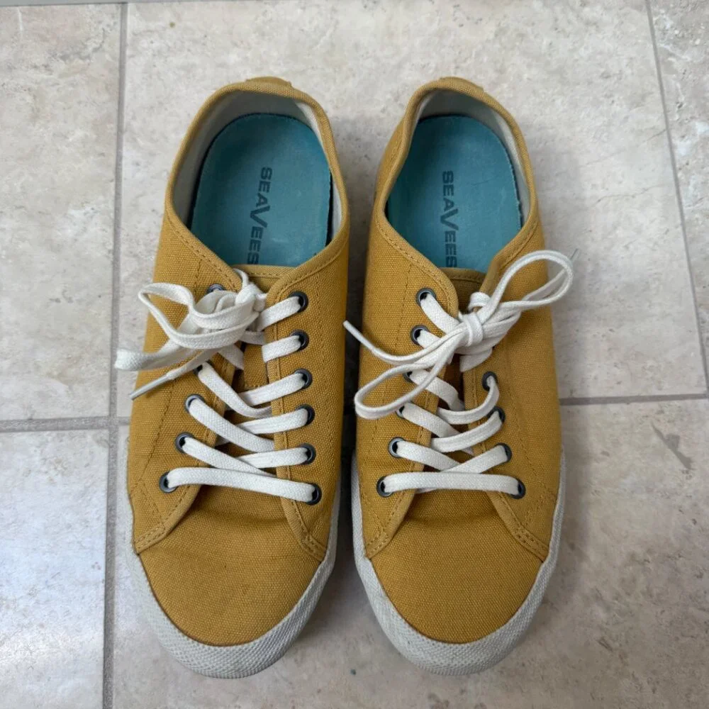 Worn Once! SeaVees Monterey Canvas Lace Up Sneaker, Sz 9, Mustard